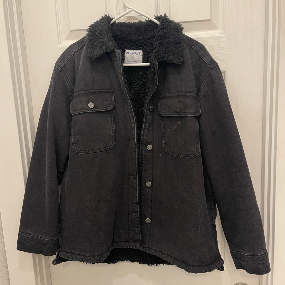 Old Navy Women's Black Sherpa-Lined Jacket